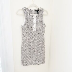 Textured Tweed Black and White Shift Mini Dress